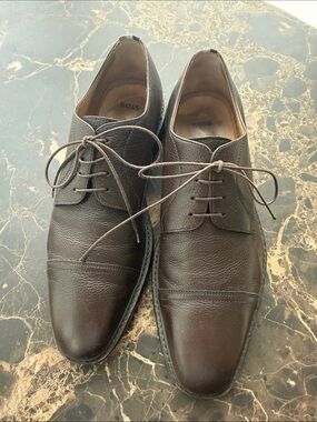 Boss Brown Leather Lace-Up Derby Shoes Sz. 8